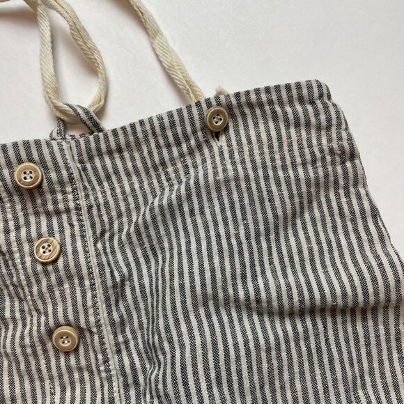 Striped Railroad Linen Overall Romper - Picture 2 of 4